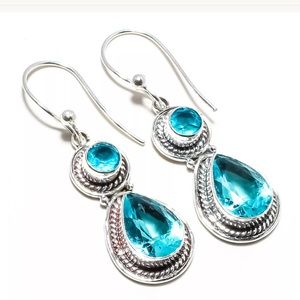 London Blue Topaz Stamped 925 Sterling earrings